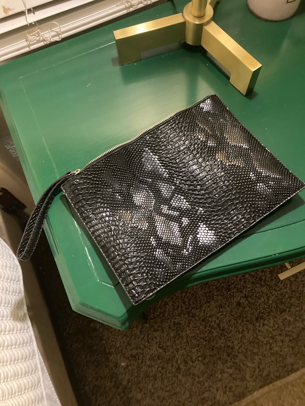 Vici Black Faux Snakeskin Wristlet Clutch
